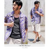 パープル | 半袖シャツ メンズ 5分袖◆ウェーブライン | JIGGYS SHOP