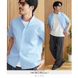 サックス | シアサッカー半袖ボタンダウンシャツ メンズ 無地 ストライプ 速乾 | JIGGYS SHOP