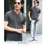 チャコールグレー | 半袖Tシャツ Ｖネック ダイヤジャガードＴシャツ | JIGGYS SHOP