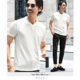 ホワイト | 半袖Tシャツ Ｖネック ダイヤジャガードＴシャツ | JIGGYS SHOP