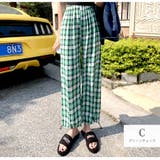 C(グリーンチェック) | ジョガーパンツ 薄手 ワイドパンツ | JOCOSA