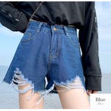 ブルー | ショートパンツ デニム ダメージ | JOCOSA