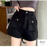 ブラック | デニム ショートパンツ スリット | JOCOSA