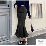 ブラック | デニムスカート ロング丈 マーメイドライン | JOCOSA