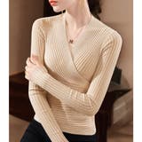 ニットトップス カシュクール風 Vネック | JOCOSA | 詳細画像1 