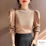 ブラウン | ニット トップス バルーン袖 | JOCOSA