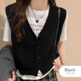 ブラック | ニットベスト レディース 前開き | JOCOSA