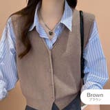 ブラウン | ニットベスト レディース 前開き | JOCOSA
