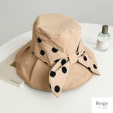 ベージュ | バケットハット リボン 水玉 | JOCOSA
