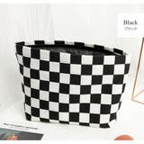 ブラック | 化粧ポーチ 小物入れ 格子柄 | JOCOSA