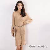 ベージュ | ワンピース ベルト ニット | JOCOSA
