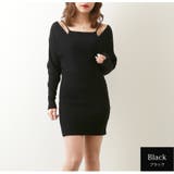 ブラック | ニットワンピース レイヤード風 長袖 | JOCOSA