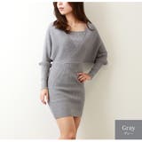 グレー | ニットワンピース レイヤード風 長袖 | JOCOSA