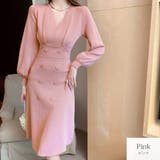 ピンク | ニットワンピース バルーン袖 ウエストタック | JOCOSA