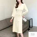 アイボリー | ニットワンピース バルーン袖 ウエストタック | JOCOSA