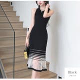 ブラック | ニットワンピース シースルー マルチボーダー | JOCOSA
