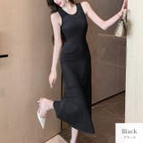 ブラック | ニットワンピース 透かし編み ノースリーブ | JOCOSA