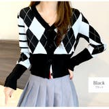 ブラック | カーディガン ボタン アーガイルチェック | JOCOSA