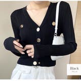 ブラック | カーディガン 金ボタン リブ | JOCOSA