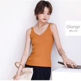 オレンジ | ニットトップス ノースリーブ Vネック | JOCOSA