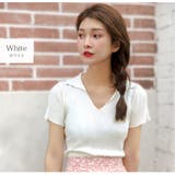 ホワイト | ニットトップス 半袖ニット 韓国ファッション | JOCOSA