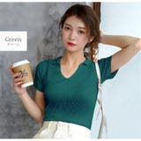 グリーン | ニットトップス 半袖ニット 韓国ファッション | JOCOSA