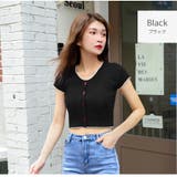ブラック | ニット トップス 半袖 | JOCOSA