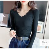 ブラック | ニットトップス 長袖ニット 韓国ファッション | JOCOSA