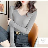 グレー | ニットトップス 長袖ニット 韓国ファッション | JOCOSA