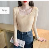 ベージュ | ニットトップス 長袖ニット スクエアネック | JOCOSA