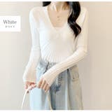 ホワイト | ニットトップス 長袖ニット リブ | JOCOSA