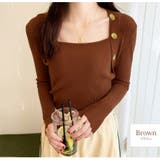 ブラウン | ニット トップス 長袖 | JOCOSA