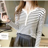 ホワイト | ボーダー トップス ニット | JOCOSA