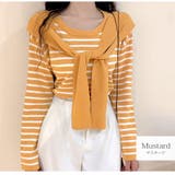 マスタード | 肩掛け風 ボーダー 長袖 | JOCOSA