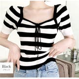 ブラック | ニット ボーダー ショート丈 | JOCOSA