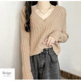 ベージュ | ニット トップス 長袖 | JOCOSA