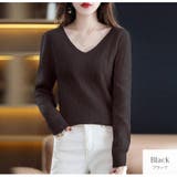 ブラック | ニット 長袖 透かし編み | JOCOSA