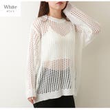 ホワイト | メッシュトップス ニット 透かし編み | JOCOSA
