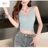 ブルー | キャミソール カップ付き タンクトップ | JOCOSA
