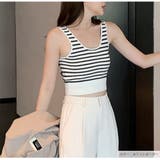 タンクトップ ショート丈 ボーダー | JOCOSA | 詳細画像16