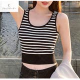 C(ブラックボーダー) | タンクトップ ショート丈 ボーダー | JOCOSA