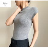 グレー | プチハイネック フレンチスリーブ トップス | JOCOSA