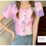 パープル | ショート丈トップス カットソー タイダイ柄 | JOCOSA