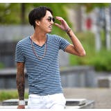 春夏の定番アイテム♪インディゴボーダーVネック半袖Tシャツ メンズ トップス | JOKER | 詳細画像3 