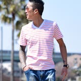 (A柄)ホワイト/ピンク | メンズ tシャツ vネック | JOKER