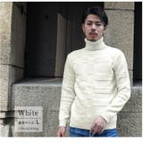 ホワイト(01) | チェック柄タートルニット セーター メンズ | JOKER