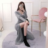 ロングワンピース 深いスリット入り 起毛リブワンピース | JS FASHION | 詳細画像3