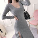 ロングワンピース 深いスリット入り 起毛リブワンピース | JS FASHION | 詳細画像5