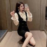 パーティードレス レイヤード風Aラインワンピース 首元リボン | JS FASHION | 詳細画像7