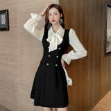 パーティードレス レイヤード風Aラインワンピース 首元リボン | JS FASHION | 詳細画像4